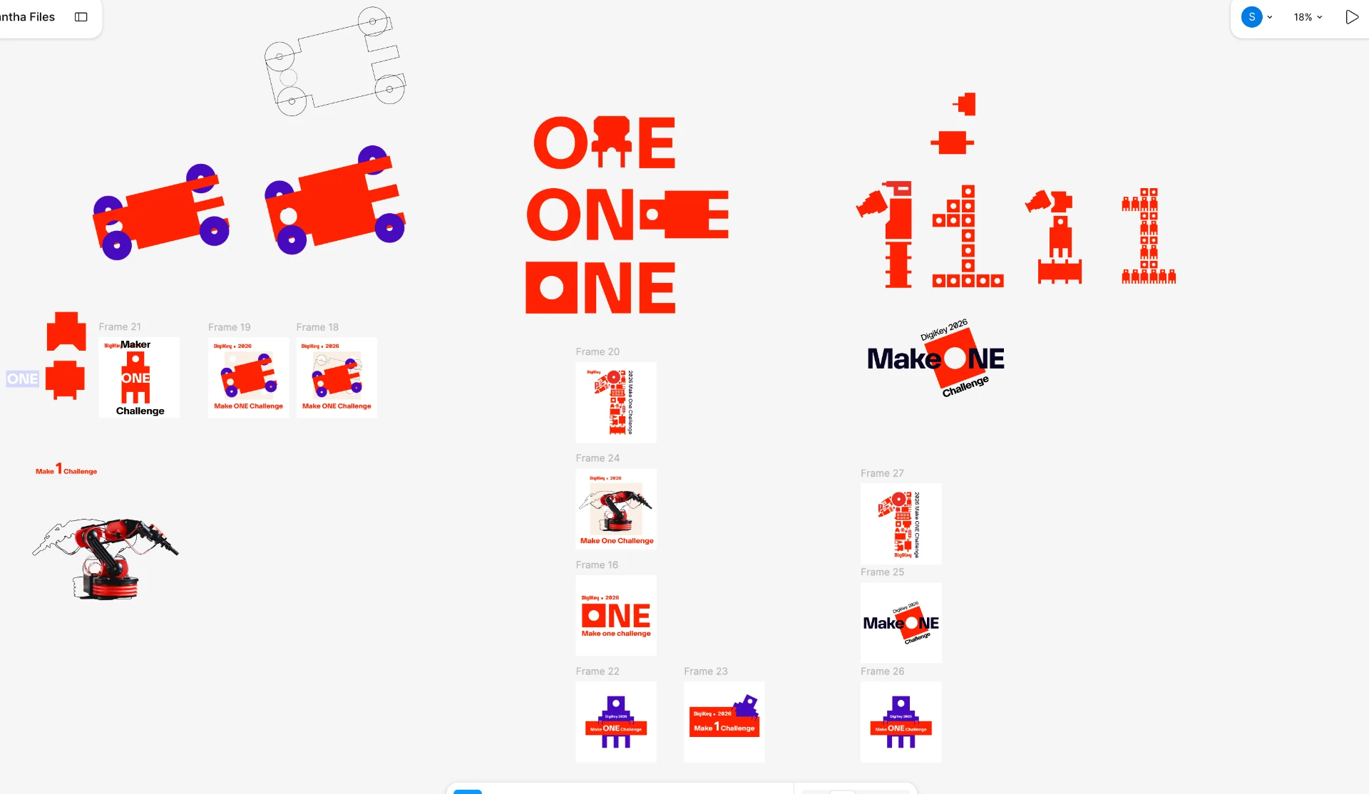 Second-round exploration — returning to the numeral one with a wider range of visual ideas