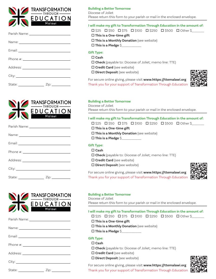 Transformation Through Education — 3-in-1 donation card