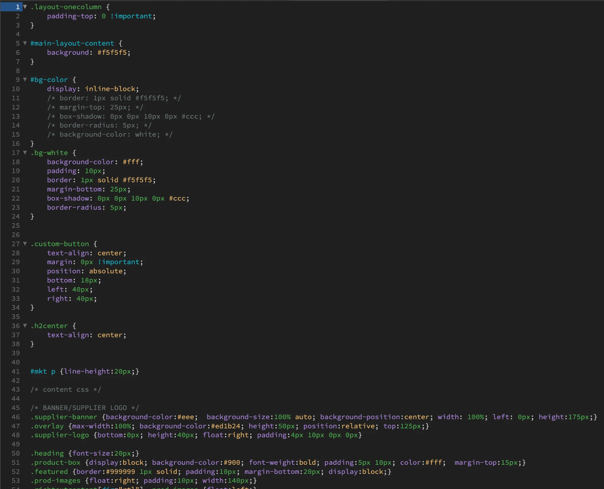 CSS development — page foundations, content styling, and shared modules